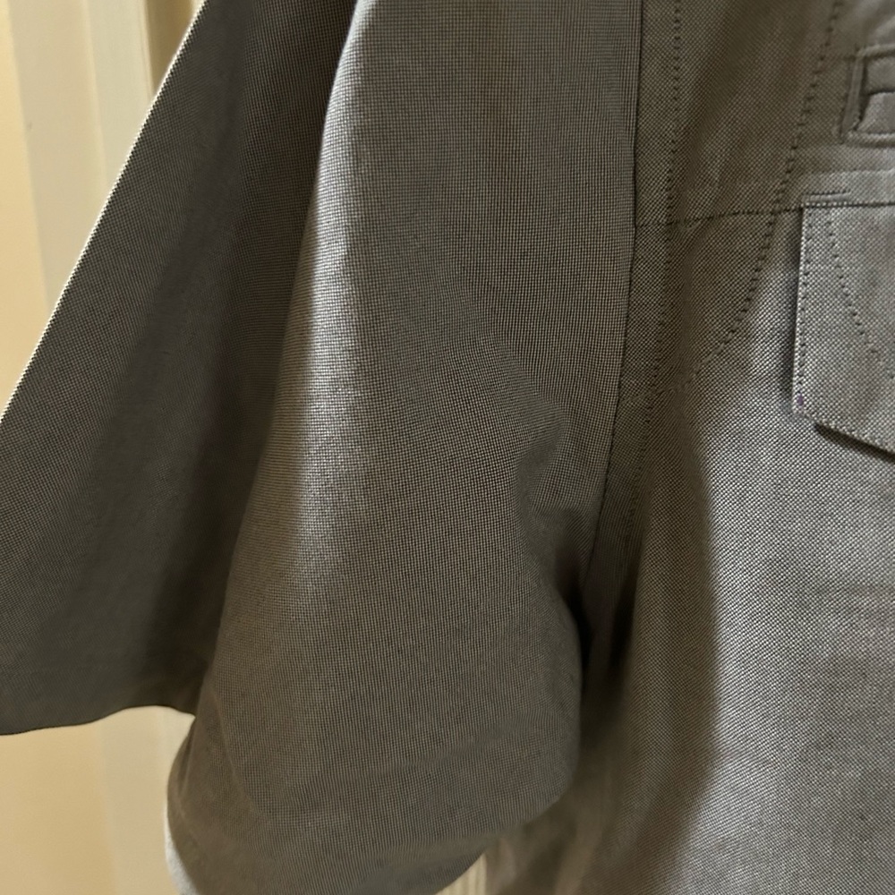Gray Short Sleeve Button-Up Shirt with Orange Trim - Picture 3 of 6